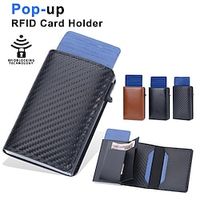 Aluminum Card Holder RFID Credit Card Holder Automatic Pop-up Bank Card Box Smart Quick Release Women Wallet Mini car Package  Leather Wallet with Money Clips miniinthebox - thumbnail