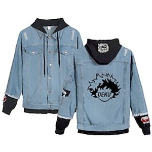 Inspired by My Hero Academia Deku Anime Cartoon Manga Anime Denim Jacket Harajuku Kawaii Coat For Men's Women's Unisex Adults' Hot Stamping Denim Lightinthebox