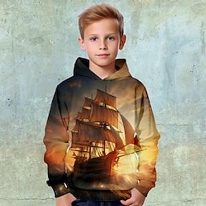 Boys Hoodie Long Sleeve Graphic 3D Print Fashion Streetwear Cool Polyester Outdoor Casual Daily Kids Pocket 3-12 Years 3D Printed Graphic Regular Fit Shirt Lightinthebox