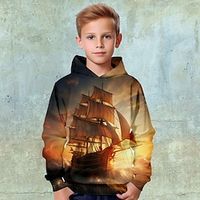 Boys Hoodie Long Sleeve Graphic 3D Print Fashion Streetwear Cool Polyester Outdoor Casual Daily Kids Pocket 3-12 Years 3D Printed Graphic Regular Fit Shirt Lightinthebox - thumbnail