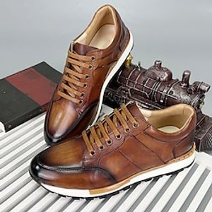 Men's Sneakers Dress Shoes Walking Vintage Business Casual Outdoor Daily Leather Lace-up Black Brown Spring Fall Lightinthebox