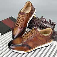 Men's Sneakers Dress Shoes Walking Vintage Business Casual Outdoor Daily Leather Lace-up Black Brown Spring Fall Lightinthebox - thumbnail
