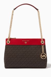 Small Susan Convertible Shoulder Bag in Logo Canvas & Leather