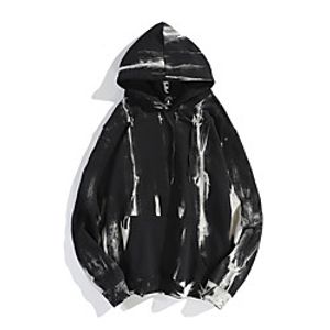 Men's Pullover Hoodie Sweatshirt Print Tie Dye Front Pocket Hooded Daily Weekend non-printing Party Basic Hoodies Sweatshirts  Black miniinthebox