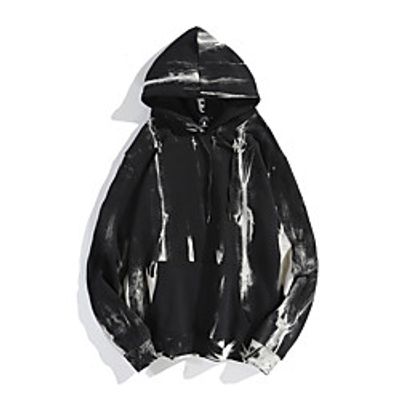 Men's Pullover Hoodie Sweatshirt Print Tie Dye Front Pocket Hooded Daily Weekend non-printing Party Basic Hoodies Sweatshirts  Black miniinthebox