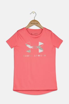 Kids Girls Tech Graphic Big Logo T-Shirt  Pink