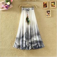 Women's Basic Boho Skirts Floral Chiffon Print White Purple Red miniinthebox - thumbnail