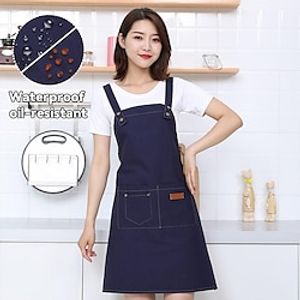 Canvas Waterproof and Oil Proof Apron Western Restaurant Hot Pot Restaurant Milk Tea Caf Waiter Kitchen Apron Lightinthebox