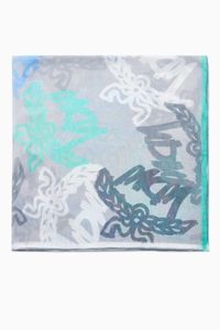Abstract Logo Print Shawl in Silk