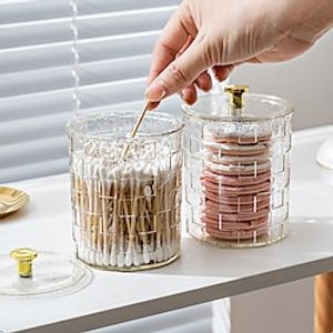 123pc Desktop With Cover Makeup Cotton Storage Stationery Pen Holder Circular Cotton Swab Storage Box Light Luxury Makeup Brush Bucket Lightinthebox