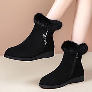 Women's Boots Chunky Heel Round Toe Rubber Black miniinthebox