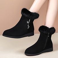 Women's Boots Chunky Heel Round Toe Rubber Black miniinthebox - thumbnail
