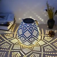 Solar Outdoor Lamp Hollow Lantern Waterproof Hemp Rope Iron Art Lamp Imitation Cloth Pattern Courtyard Lamp for Scene Decor, Festivals Decor Lightinthebox