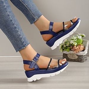 Women's Sandals Wedge Sandals Plus Size Outdoor Daily Shoes And Bags Matching Sets Hollow Out Buckle Wedge Heel Peep Toe Vintage Casual Walking Shoes Patent Leather Buckle Solid Color Black White Red miniinthebox
