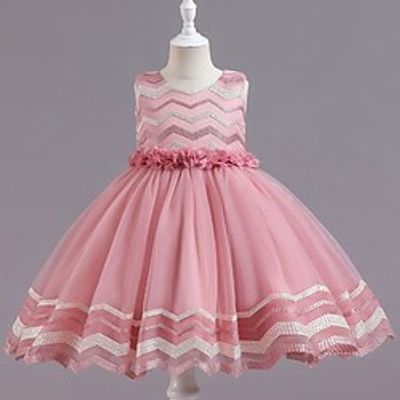 Kids Little Girls' Dress Flower Tulle Dress Birthday Performance Embroidered Patchwork Wine Dusty Rose Royal Blue Midi Sleeveless Elegant Sweet Dresses Spring Summer Slim 3-10 Years Lightinthebox