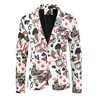 Men's Prom Blazer Regular Standard Fit Pattern Single Breasted One-button White 2022 Lightinthebox - thumbnail