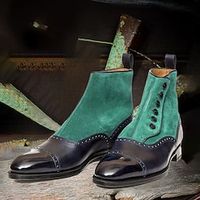 Men's Boots Button Boots Formal Shoes Dress Shoes Walking Business Casual British Daily Office  Career PU Plush Height Increasing Mid-Calf Boots Zipper Black And White Dark Green Fall Winter Lightinthebox - thumbnail