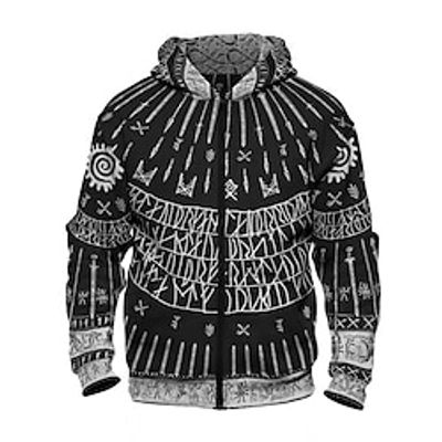Men's Unisex Full Zip Hoodie Jacket Graphic Prints Zipper Print Sports  Outdoor Daily Sports 3D Print Basic Casual Hoodies Sweatshirts  Black miniinthebox