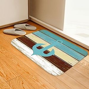 Cute Boat Anchor Pattern Floor Mat Door Mat Hallway Carpets Area Rugs Washable for Bedroom Living Room Kitchen Bathroom Anti-Slip Floor Mats Wood lines miniinthebox