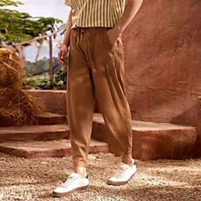 Men's Chino Harlem Pants Soft Harem Chinos Loose Casual Daily Pants Solid Color Ankle-Length Elastic Waist / Drawstring / Elasticity miniinthebox Men's Chino Harlem Pants Soft Harem Chinos Loose Casual Daily Pants Solid Color Ankle-Length Elastic Waist / Drawstring / Elasticity miniinthebox