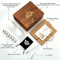 Stones Gift Set - Whiskey Glass Set of 2 - Granite Chilling Whiskey Rocks - Scotch Bourbon Box Set - Best Drinking Gifts for Men Dad Husband Birthday Party Holiday Present Valentine's Day for Him Lightinthebox - thumbnail