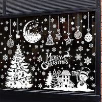 Christmas Tree Window Stickers, Christmas Decoration Static Stickers, Christmas Decoration, Window Display, Xmas Snowflake Wall Stickers Lightinthebox - thumbnail