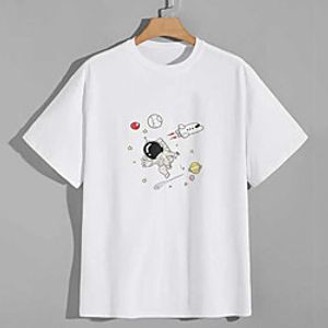 Men's Tee T shirt Hot Stamping Graphic Prints Astronaut Print Short Sleeve Casual Tops 100% Cotton Basic Designer Big and Tall White miniinthebox