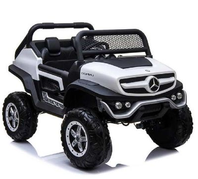 Megastar Ride On 24V Juniors Licensed 2 Seater Mercedes-Benz Unimog Electric Jeep - White (UAE Delivery Only)