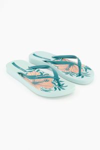 Womens Floral Print Slippers  Light Green