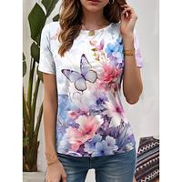 Women's T shirt Tee Floral Casual Holiday Print White Short Sleeve Fashion Crew Neck Summer Lightinthebox