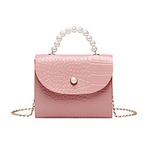 Women's Girls' Bags PU Leather Top Handle Bag Pearls Embossed Pearl Fashion Daily Holiday Retro Handbags Chain Bag Blushing Pink White Black Red Lightinthebox