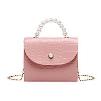 Women's Girls' Bags PU Leather Top Handle Bag Pearls Embossed Pearl Fashion Daily Holiday Retro Handbags Chain Bag Blushing Pink White Black Red Lightinthebox - thumbnail