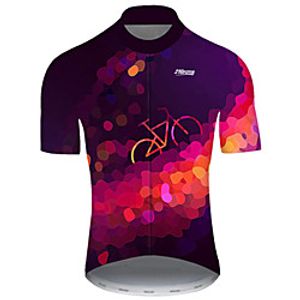 21Grams Men's Short Sleeve Cycling Jersey Summer Nylon Polyester Violet Polka Dot Gradient 3D Bike Jersey Top Mountain Bike MTB Road Bike Cycling Ultraviolet Resistant Quick Dry Breathable Sports miniinthebox