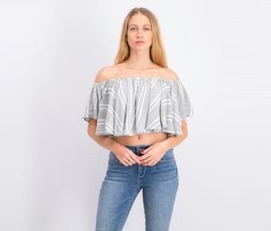 Womens Cropped Tops  Grey/White