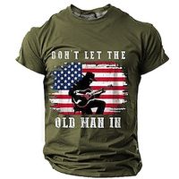 Don't Let the Old Man In American Flag Daily Designer Retro Vintage Men's 3D Print T shirt Tee Sports Outdoor Holiday Going out T shirt Black Navy Blue Brown Short Sleeve Crew Neck Shirt Lightinthebox