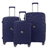 PARA JOHN Lightweight 3-Piece Polypropylene Luggage Set with 8 Spinner Wheels - NAVY