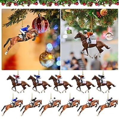 11pcs Christmas Tree Ornaments Xmas 2D Acrylic Decoration Tree Pendant Funny Pendant Christmas Decor for Home Holiday Party Funny Ornaments miniinthebox