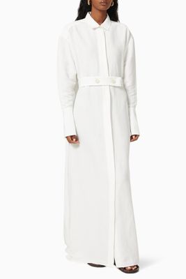 Linen-blend Maxi Shirt Dress Linen-blend Maxi Shirt Dress
