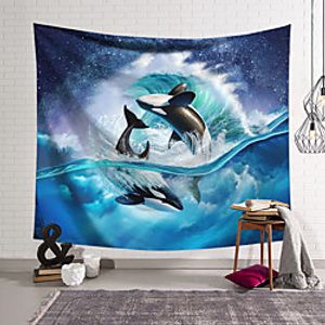 Animal Wall Tapestry Art Decor Blanket Curtain Hanging Home Bedroom Living Room Decoration Polyester Killer Whale Ocean Somersault miniinthebox