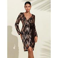 Blac Sequin Wedding Guest Textured Criss Cross Belted Party/Evening Dress Wrap Dressdress to impress 2024