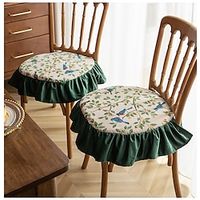 1pc Seat Cushion for Chair with Ruffle Luxury European Flannel Embroidery Horseshoe Bundled Removable Cushion Home Decor miniinthebox