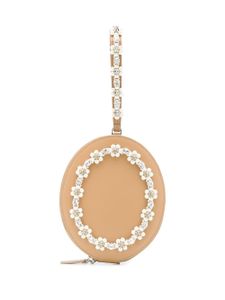 Simone Rocha bead-embellished oval clutch - NEUTRALS