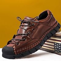 Men's Oxfords Casual Shoes Retro Handmade Shoes Hiking Walking Vintage Casual Outdoor Daily Leather Warm Height Increasing Comfortable Booties  Ankle Boots Lace-up Black A Black B Brown B Winter Lightinthebox - thumbnail
