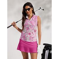 Women's Golf Polo Shirt Rose Red Sleeveless Top Ladies Golf Attire Clothes Outfits Wear Apparel Lightinthebox