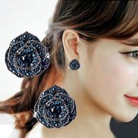 925 Silver Blue Flower Earrings