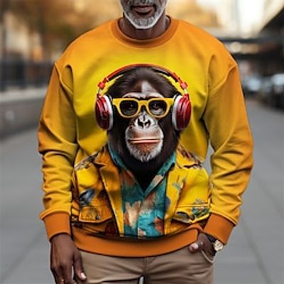 Graphic Orangutan Men's Fashion 3D Print Golf Pullover Sweatshirt Holiday Vacation Going out Sweatshirts Yellow Purple Crew Neck Print Spring Fall Designer Hoodie Sweatshirt Lightinthebox Graphic Orangutan Men's Fashion 3D Print Golf Pullover Sweatshirt Holiday Vacation Going out Sweatshirts Yellow Purple Crew Neck Print Spring Fall Designer Hoodie Sweatshirt Lightinthebox