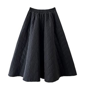 Women's Skirt A Line Swing Midi Black Green Beige Coffee Skirts Winter Pocket Fashion Casual Street Daily One-Size miniinthebox
