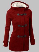 Casual Solid Color Plush Hooded Long Sleeve Coat