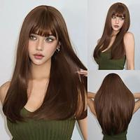 Synthetic Wig Uniforms Career Costumes Princess Straight kinky Straight Middle Part Layered Haircut Machine Made Wig 26 inch Light Brown Synthetic Hair Women's Cosplay Party Fashion Brown Lightinthebox