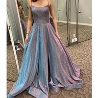 A-Line Prom Dresses Sparkle  Shine Dress Formal Floor Length Sleeveless Strapless Stretch Satin Backless with Slit Pocket 2023 Lightinthebox - thumbnail